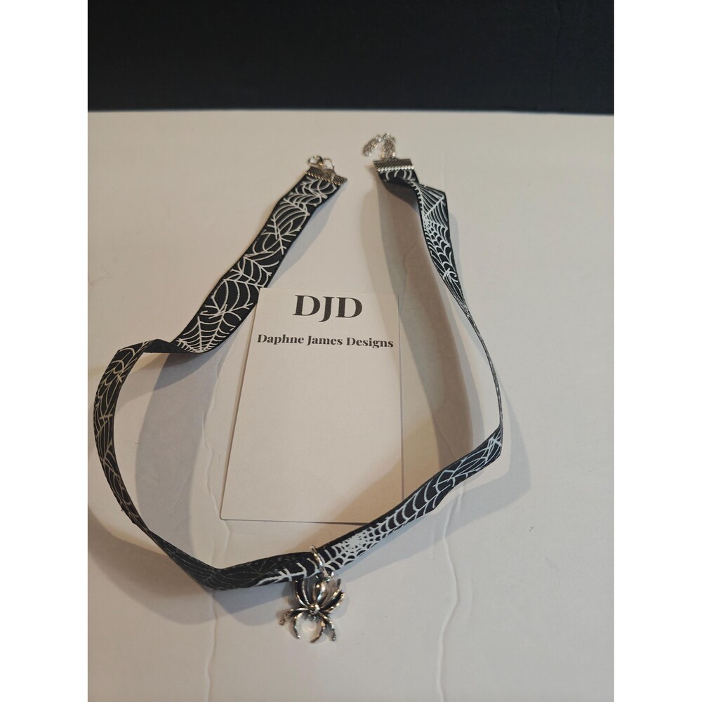 Handmade Spider Web Ribbon Necklace - Picture 2 of 6